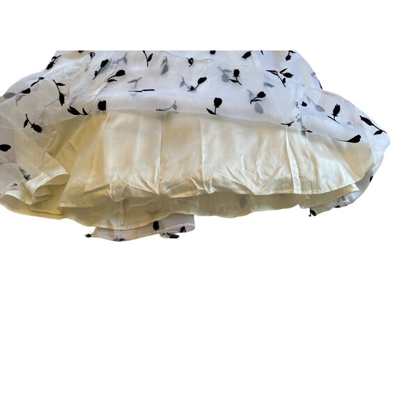 Masquerade Prom Wedding Dress 9/10 White Black Floral Spaghetti Strap Vintage - Picture 9 of 10